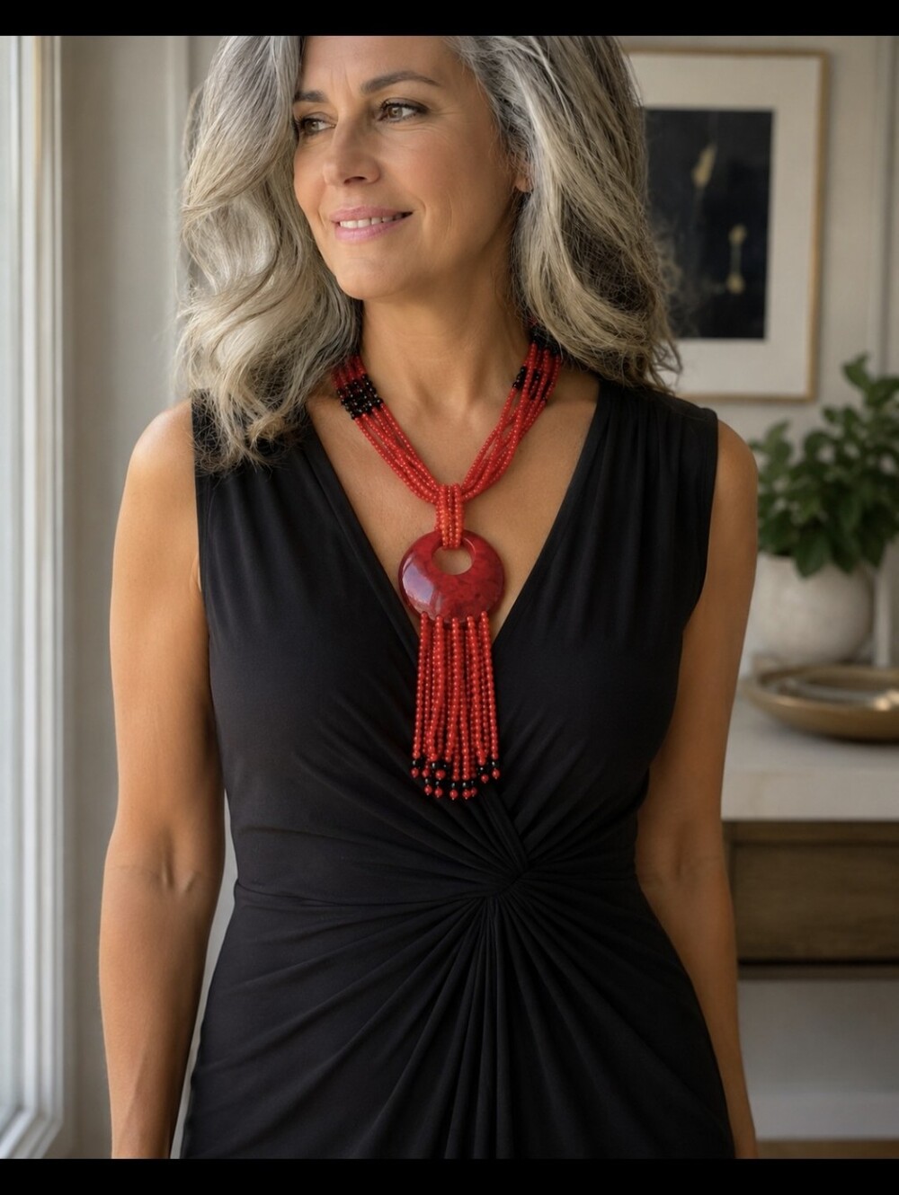 Red beaded  necklace